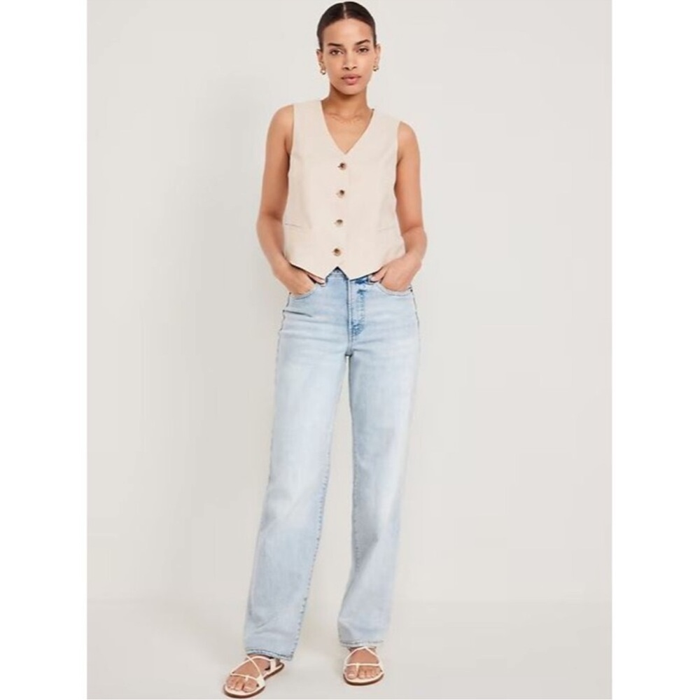 Old Navy OG Loose Jeans Womens 10 Blue Light Wash High Rise Stretch